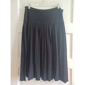 Jones NY black knit knife-pleat skirt L drop waist career classic minimalist
